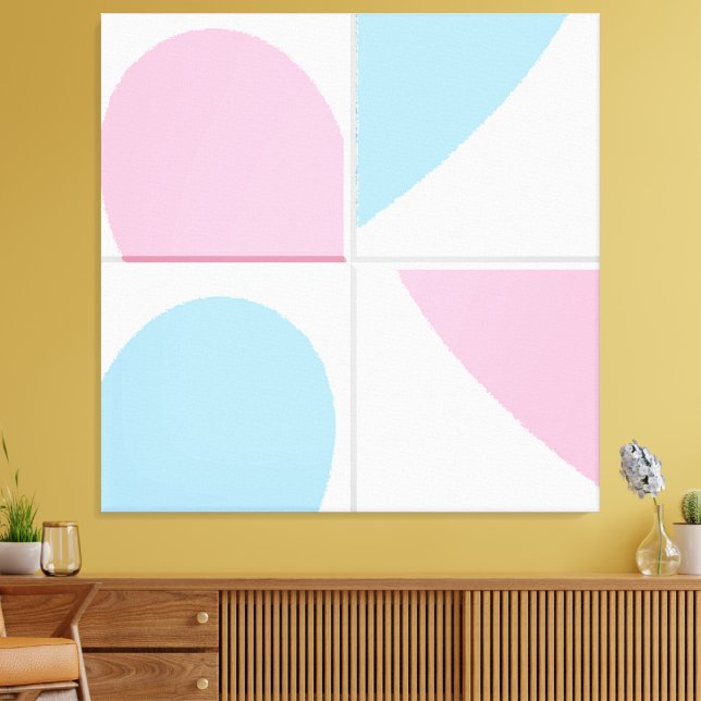 Baby Rosa och Blue Minimalist Abstrakt Heart Art Canvastryck (Insitu (Vardagsrum))