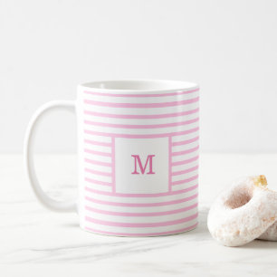Baby Rosa och Rand Anpassningsbar Monogram Kaffemugg