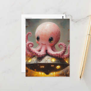 Baby Rosa Octopus UFO Vykort