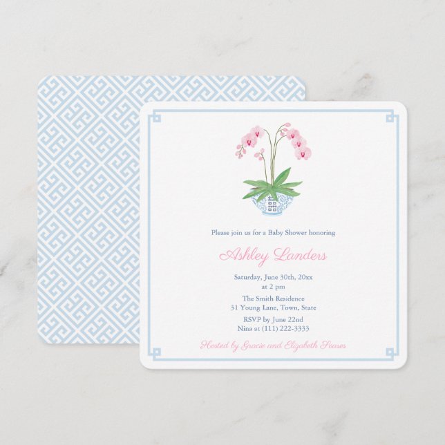 Baby Rosa Orchid Ginger Burk Baby Shower Inbjudningar (Fram/baksida)