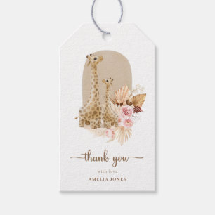 Baby Rosa Pampas Grass Giraffe Baby Shower Presentetikett