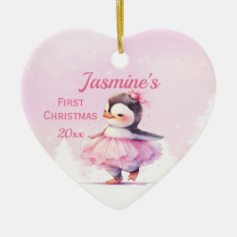 Baby Rosa Penguin Ballerina Julgransprydnad Keramik