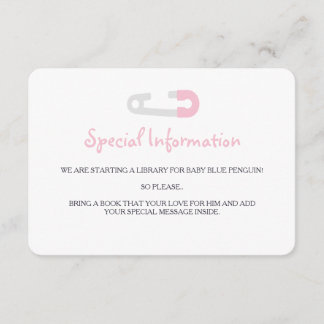 Baby Rosa Penguin Information Inserts Tilläggskort