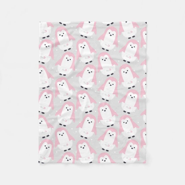 Baby Rosa Penguin Mönster Fleece Blanket (Framsidan)