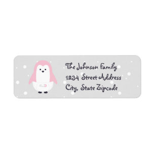 Baby Rosa Penguin-returadressetikett Returadress Etikett