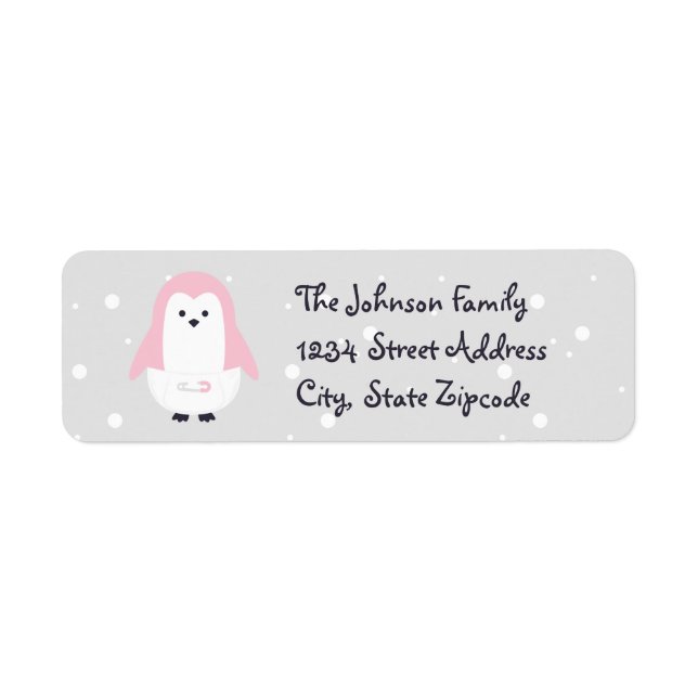 Baby Rosa Penguin-returadressetikett Returadress Etikett (Framsidan)