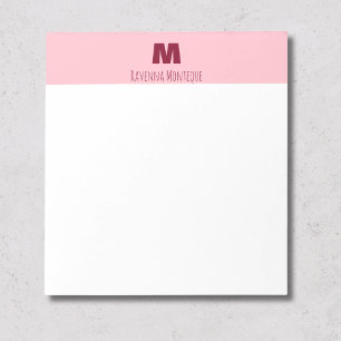 Baby Rosa Personlig Namn Bokstav Monogram Notiz Anteckningsblock