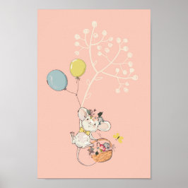 baby rosa-plantskola poster - söt liten mus