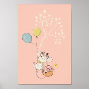 baby rosa-plantskola poster - söt liten mus
