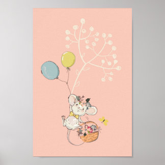 baby rosa-plantskola poster - söt liten mus