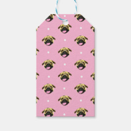 Baby rosa pug-ansikte presentkort presentetikett