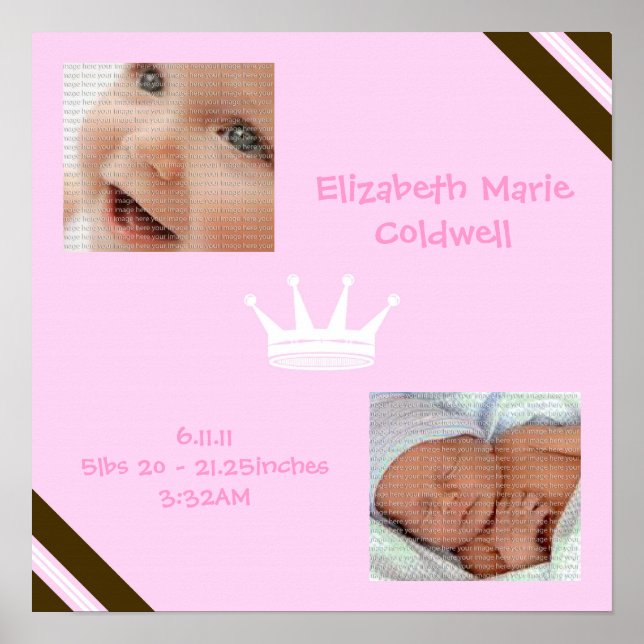 Baby Rosa Queen Collage Wall Art Poster (Framsidan)