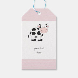 Baby Rosa Rand Cow Gift Märkres Presentetikett