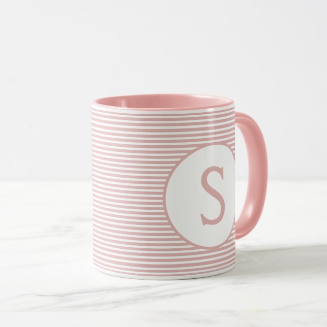 Baby Rosa Rand Monogram Mugg (Framsida höger)