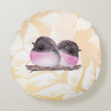 Baby Rosa Robin Birds Round Pillow