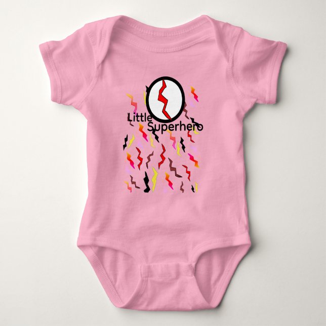 Baby Rosa Röd Gul Blixtar  T Shirt (Framsida)