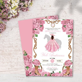 Baby Rosa ros Blommigt Western Charro Quinceañera Inbjudningar