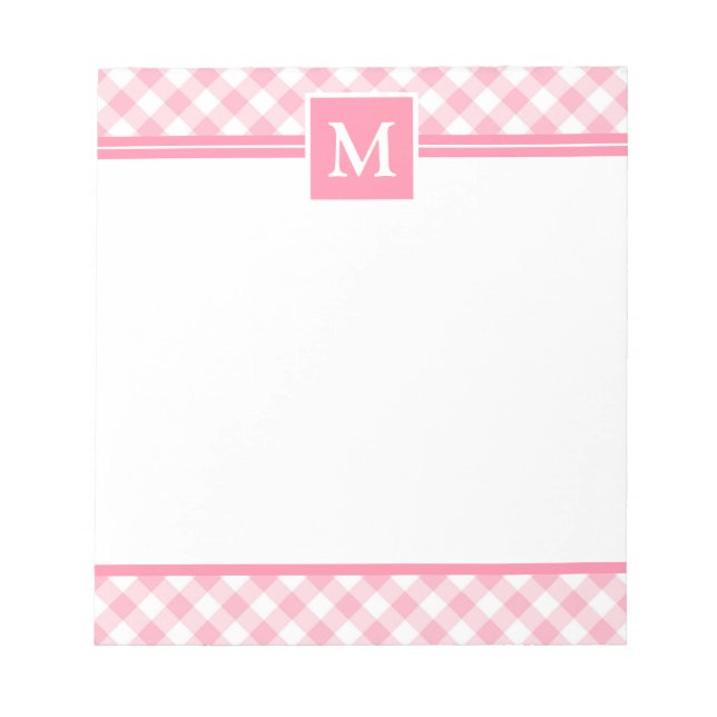 Baby rosa rutigt monogram anteckningsblock (Framsida)