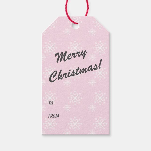 Baby Rosa Snowflake Print God jul Presentetikett (Framsidan)