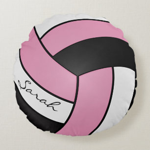 Baby Rosa, svart och vit volleyboll   DIY Namn Rund Kudde