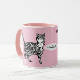 Baby Rosa Tabby katt Cats Art Djurflickor Namn Mugg