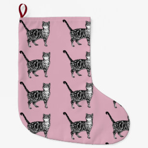 Baby Rosa Tabby katt - julklapp Stor Julstrumpa