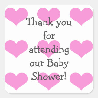 Baby Rosa Tack för Baby Girl Shower-klistermärken Fyrkantigt Klistermärke