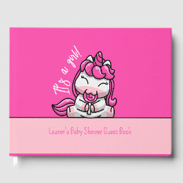 Baby Rosa Unicorn Gender Reveal Party Gästböcker