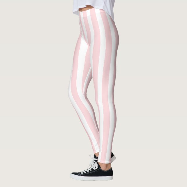 Baby Rosa & Vit Randiga Leggings (Vänster)