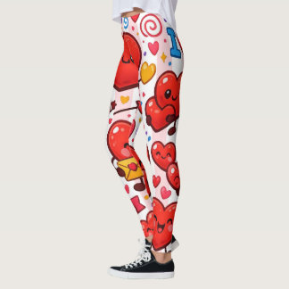 Baby Rosa & Vit Randiga Röda Hjärtan Leggings
