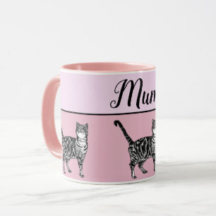Baby Rosa Vita Tabby katt-katter Whimsical Art Mor Mugg