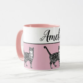 Baby Rosa Vita Tabby katt-katter Whimsical Art Mug Mugg