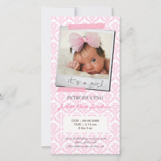 Baby Rosa Washi Tape Birth Notice Meddelande