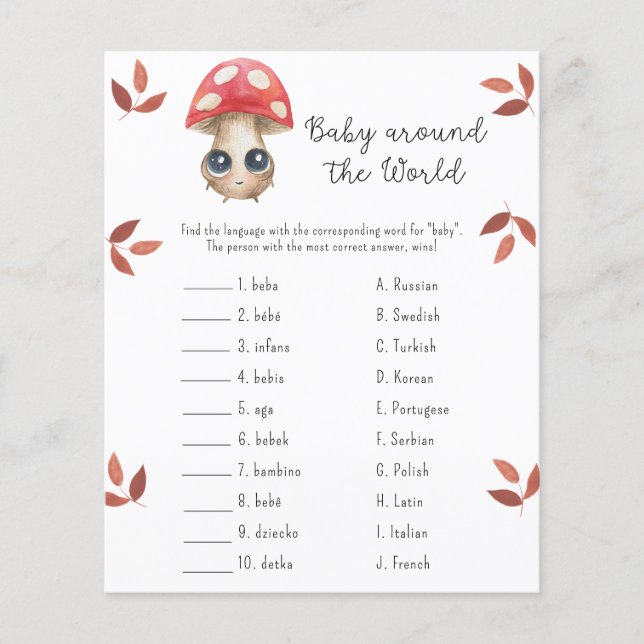 Baby runtom i världen - baby shower spel (Framsida)