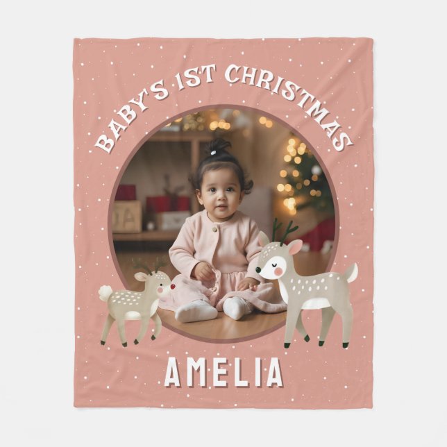 Baby’s 1st Christmas Reindeer Keepsake Photo Fleecefilt (Framsidan)