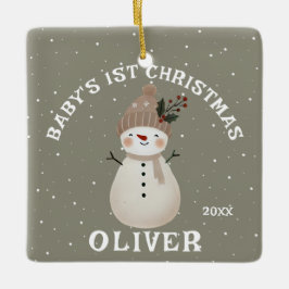 Baby’s 1st Christmas Snowman Keepsake Photo Julgransprydnad Keramik