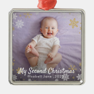 Baby:s 2:a jul röda snöflinga ornament