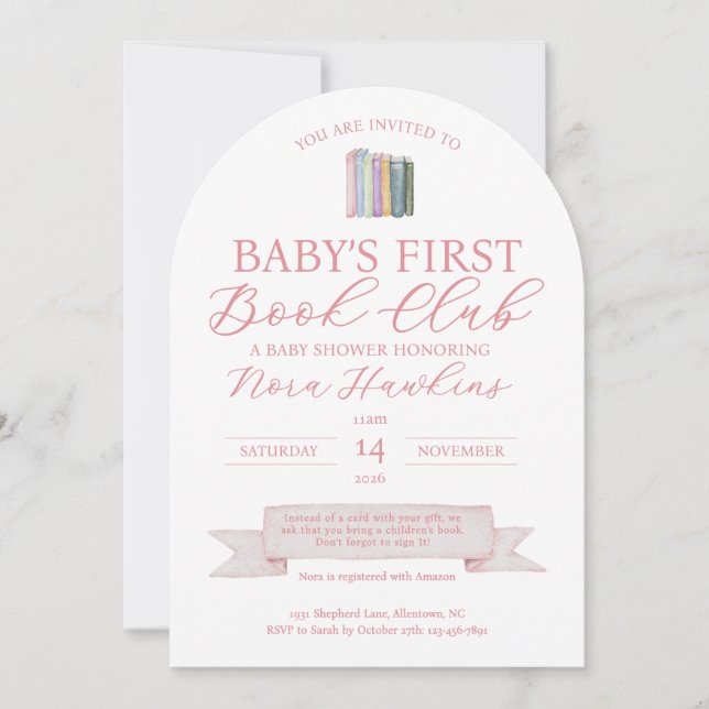 Baby’s First Book Club Baby Shower Invitation Inbjudningar (Framsida)