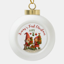 Baby’s First Christmas Ball - Cute Holiday Gnomes