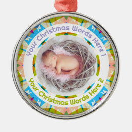 Baby’s First Christmas Blue Pink Green Photo Gift Julgransprydnad Metall