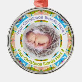 Baby’s First Christmas Blue Pink Green Photo Gift Julgransprydnad Metall