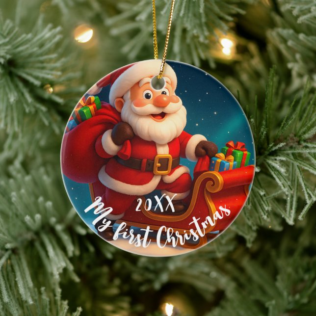 Baby’s First Christmas - Cute Holiday Santa Julgransprydnad Keramik (Träd)