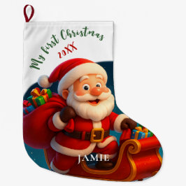 Baby’s First Christmas - Cute Holiday Santa Stor Julstrumpa