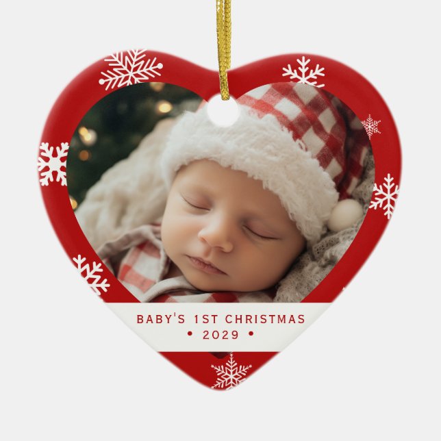 Baby’s First Christmas Heart Shaped Photo Ornament (Framsidan)