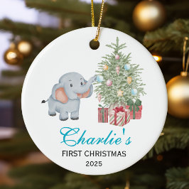Baby’s First Christmas Personalized Elephant Julgransprydnad Keramik