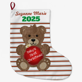 Baby’s First Christmas Teddy Bear Stor Julstrumpa
