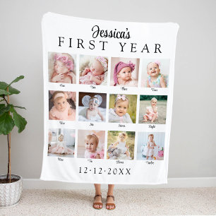Baby:s första år Foto Collage Fleecefilt
