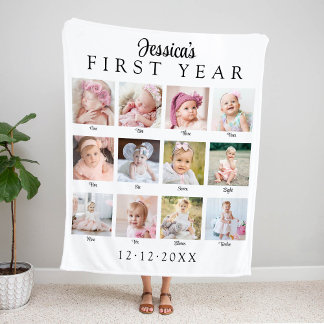 Baby:s första år Foto Collage Fleecefilt