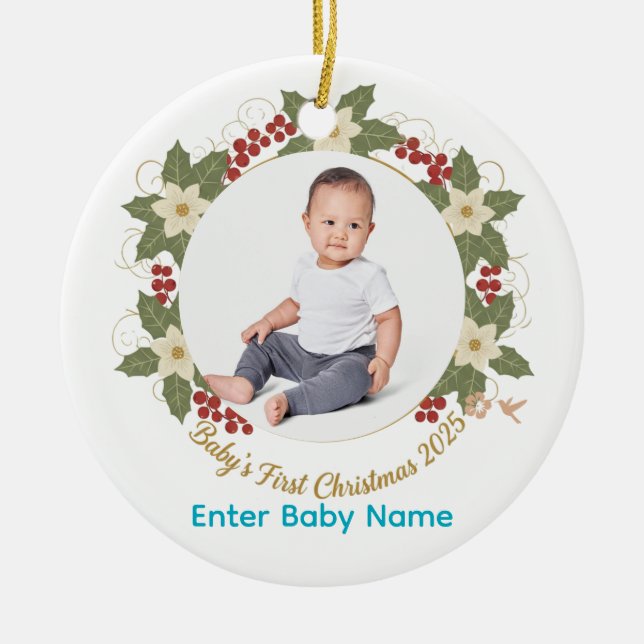 Baby:s första jul 2025: Ornament i fotopilen (Framsidan)