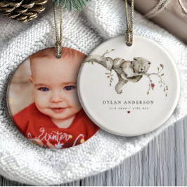 Baby:s första jul akvarell Babybjörn Foto Julgransprydnad Keramik